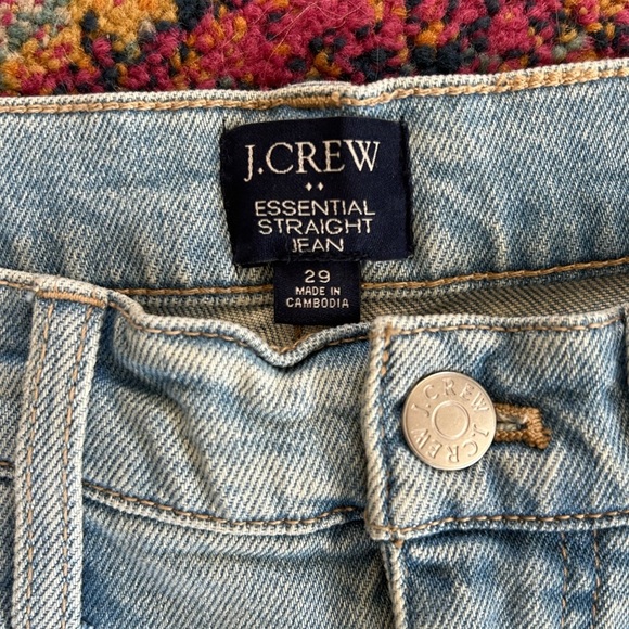 J. Crew | Women’s Light Blue Denim Essential Straight Jeans Distressed Knees, 29 - Picture 9 of 11